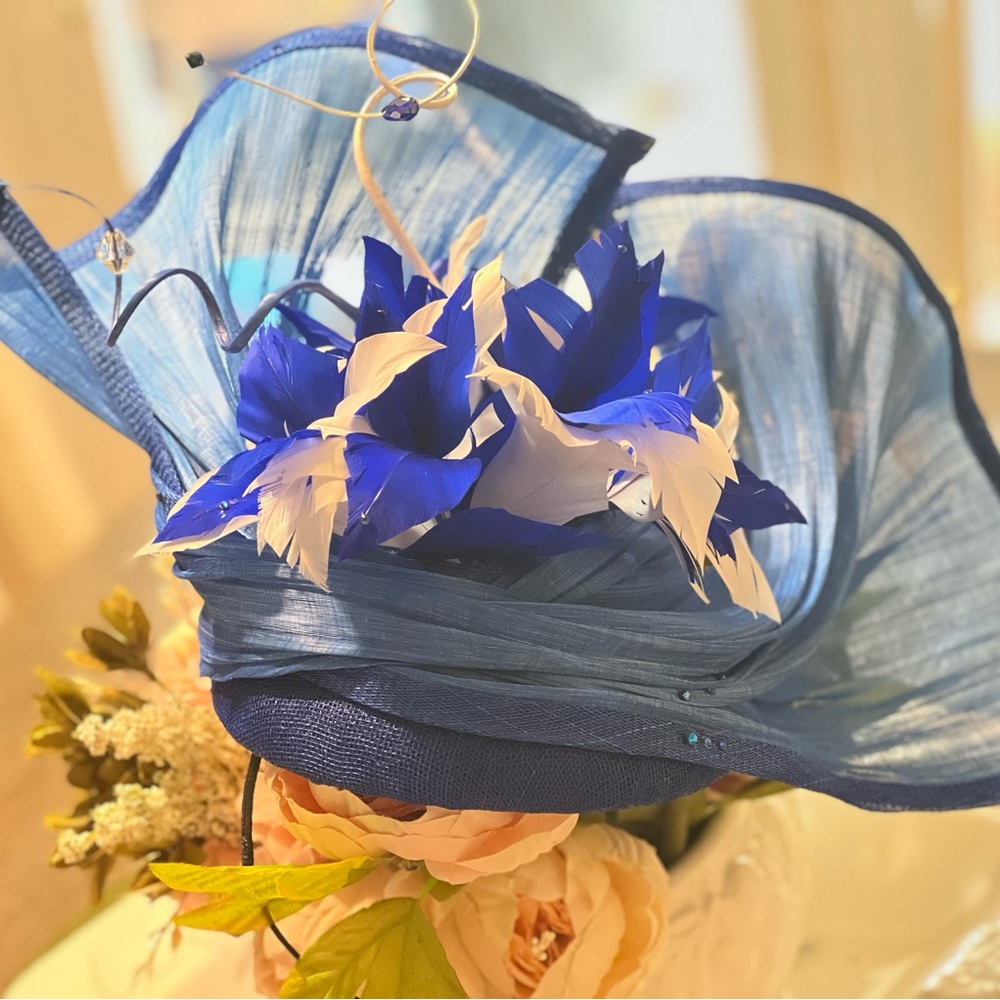 Kentucky Derby Hat 🐎💐🍾/ fascinator 💙 custom order. Hand made - Picture 8 of 9